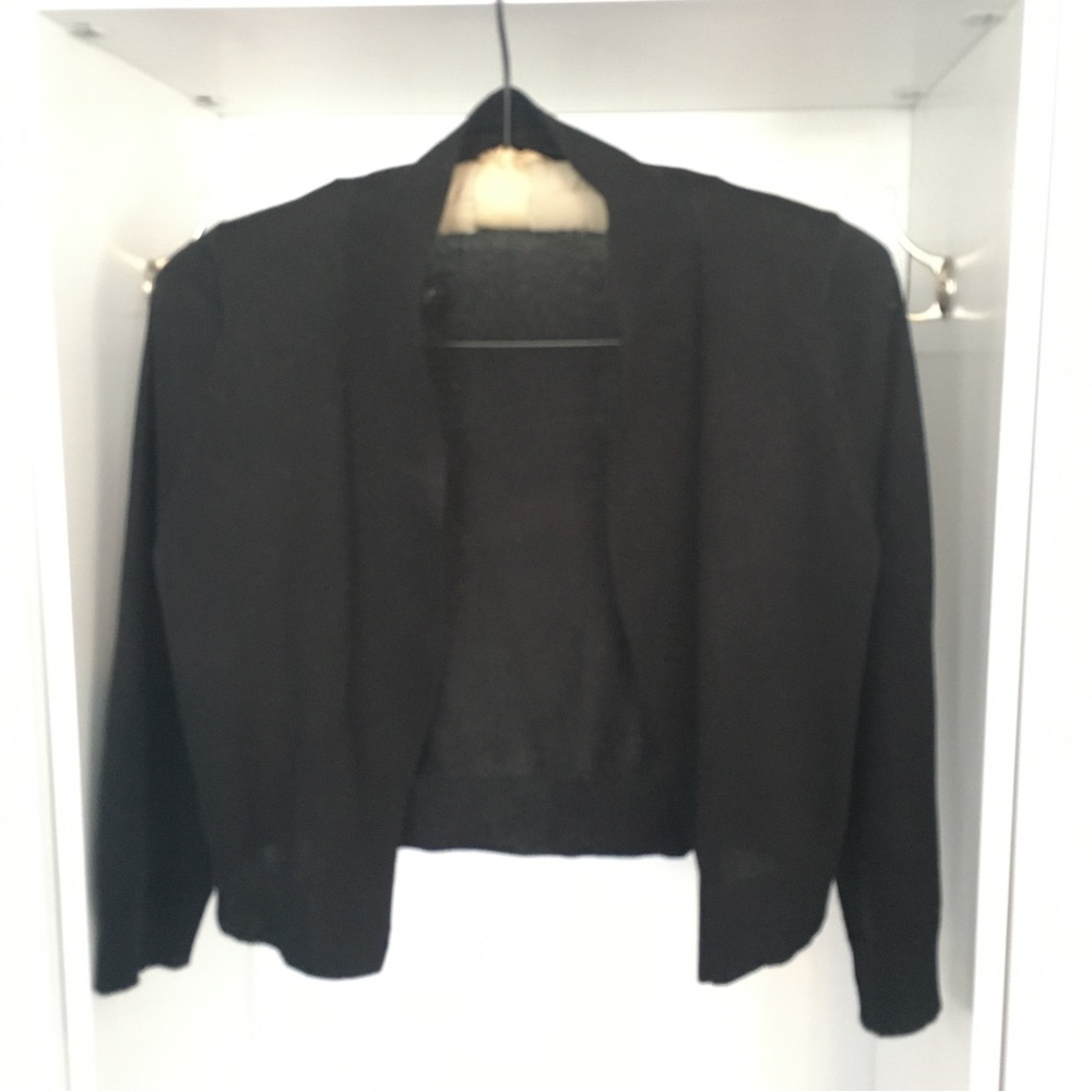 Calvin Klein Open-front Black Crop Cardigan, Size Small